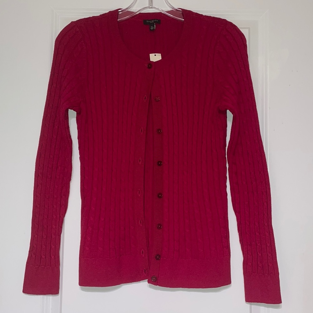 Talbots Cotton Blend Cable Knit Cardigan